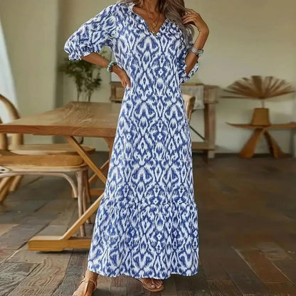 Jenna | Women maxi dress with V-neck and printed pattern