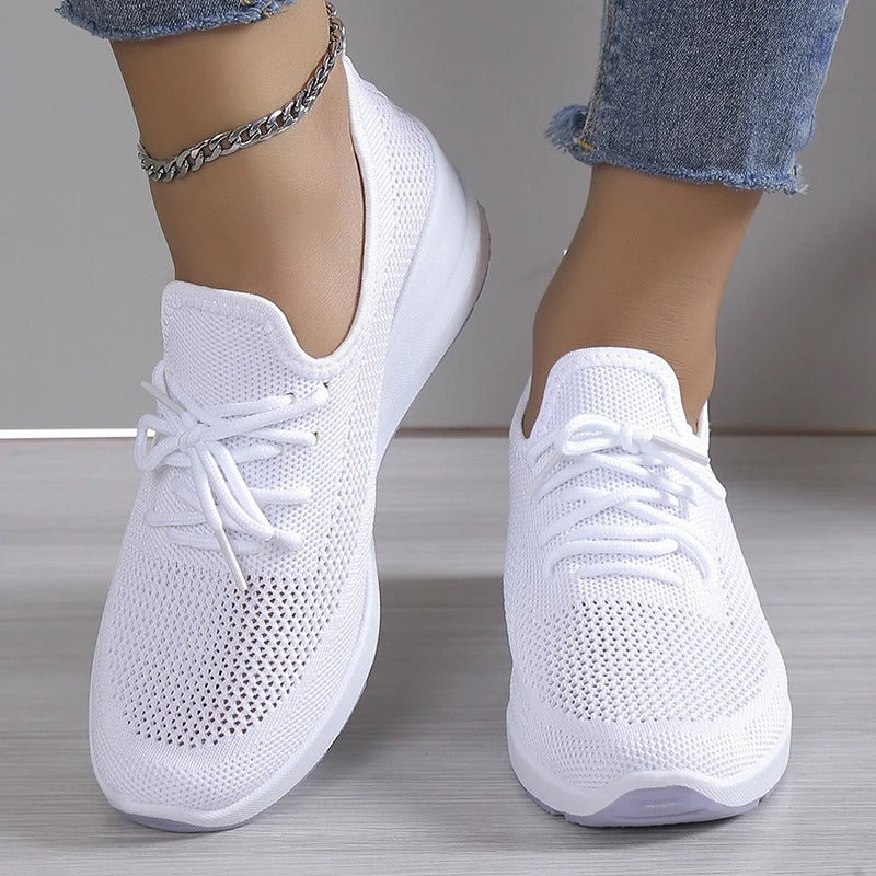Brisa | Women’s Knit Low-Top Sneakers with Adjustable Lace-Up | Casual