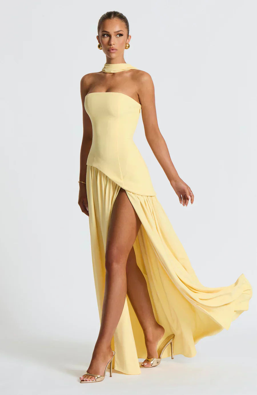 Emerson | Women’s Classic Asymmetric Maxi Dress With Flowing Skirt