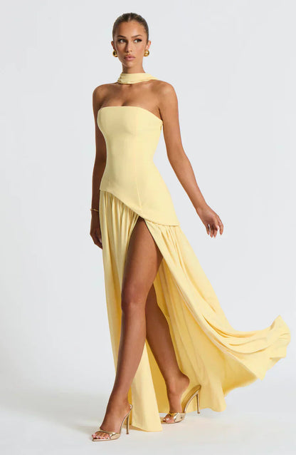 Emerson | Women’s Classic Asymmetric Maxi Dress With Flowing Skirt