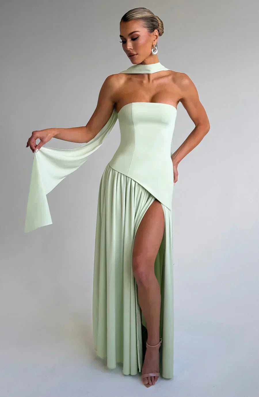 Emerson | Women’s Classic Asymmetric Maxi Dress With Flowing Skirt