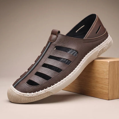 Marlon | Men’s leather fisherman sandals with closed toe