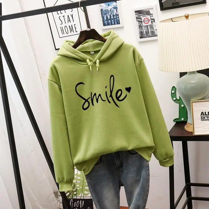Stella | Women's Casual Smile Hoodie with Drawstring
