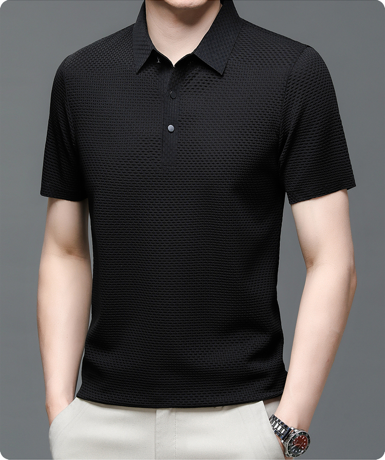 Xavier | Men’s Textured Geometric Knit Polo Shirt | Modern