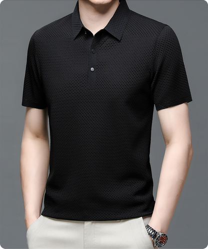 Xavier | Men’s Textured Geometric Knit Polo Shirt | Modern