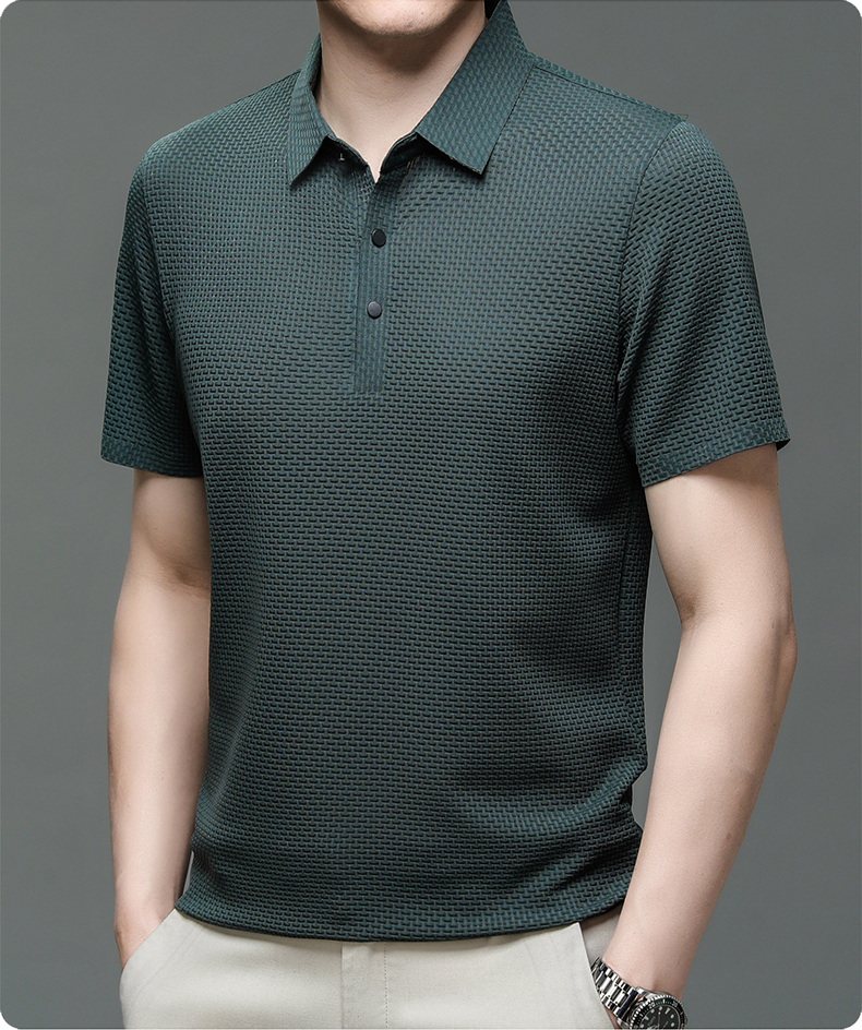 Xavier | Men’s Textured Geometric Knit Polo Shirt | Modern
