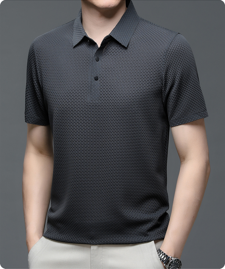 Xavier | Men’s Textured Geometric Knit Polo Shirt | Modern