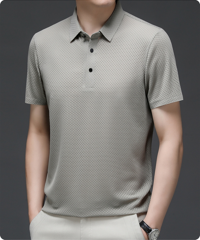 Xavier | Men’s Textured Geometric Knit Polo Shirt | Modern