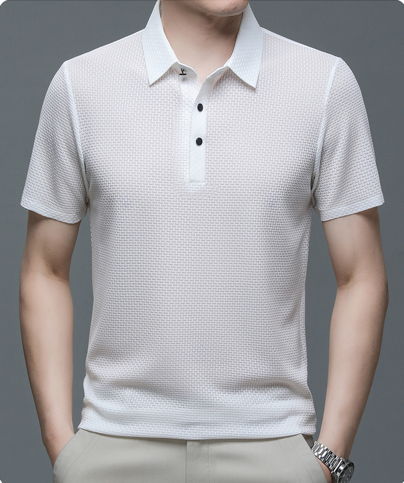 Xavier | Men’s Textured Geometric Knit Polo Shirt | Modern