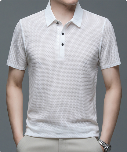Xavier | Men’s Textured Geometric Knit Polo Shirt | Modern