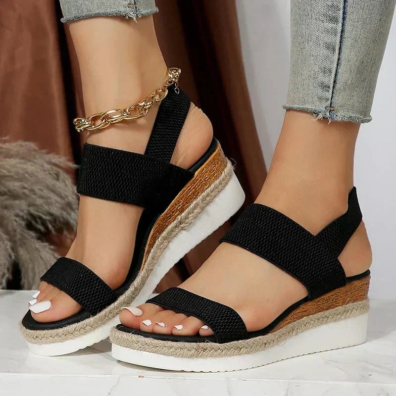 Thessaly | Women's orthopedic platform sandals with cross straps
