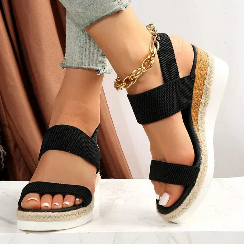 Thessaly | Women's orthopedic platform sandals with cross straps