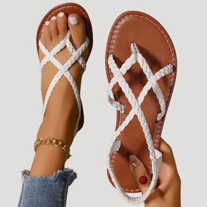 Brielle | Women's Braided Flat Sandals with Strappy Design