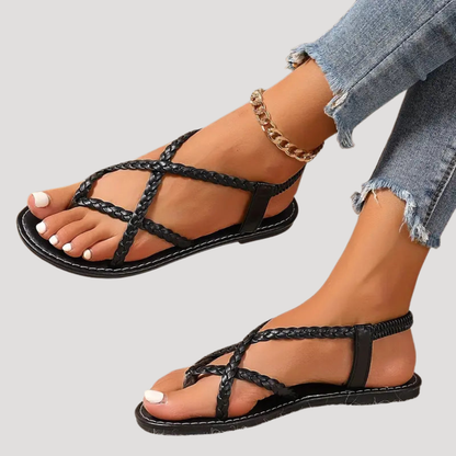 Brielle | Women's Braided Flat Sandals with Strappy Design