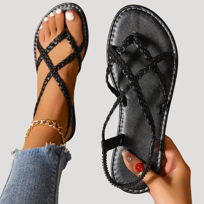 Brielle | Women's Braided Flat Sandals with Strappy Design