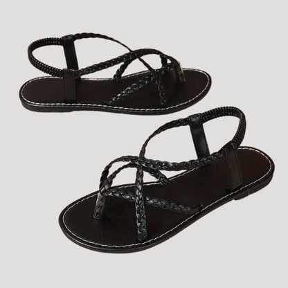 Brielle | Women's Braided Flat Sandals with Strappy Design