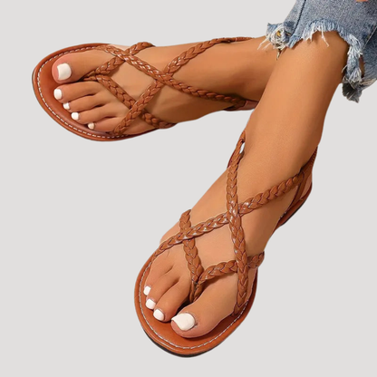 Brielle | Women's Braided Flat Sandals with Strappy Design