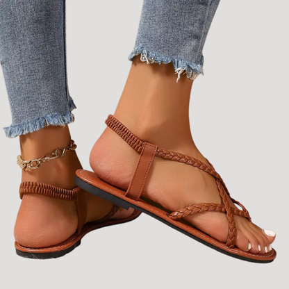 Brielle | Women's Braided Flat Sandals with Strappy Design