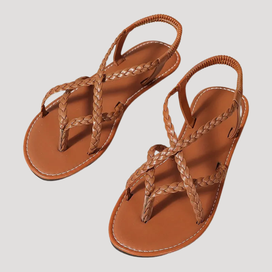 Brielle | Women's Braided Flat Sandals with Strappy Design