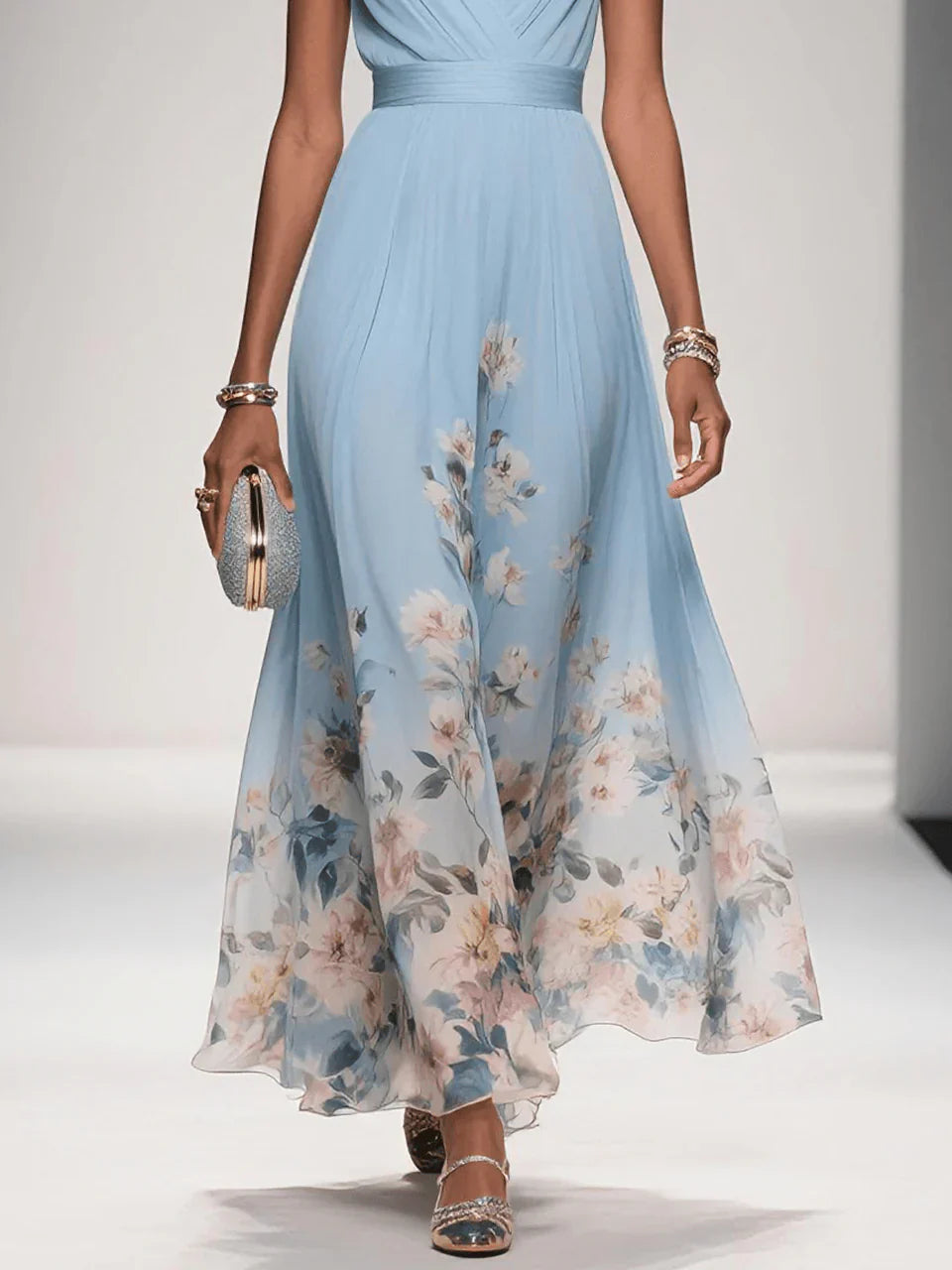 Chloe | Women’s sleeveless floral maxi dress with V neck