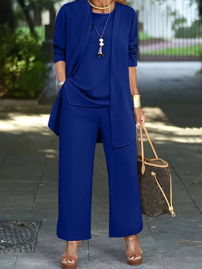 Janet | Women’s Long Sleeve Set With Round Neck Three Piece