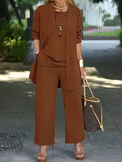 Janet | Women’s Long Sleeve Set With Round Neck Three Piece