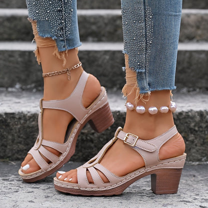 Delaney | Orthopedic vintage sandals with block heel buckle
