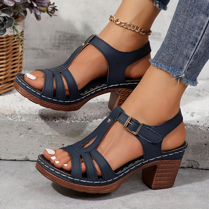 Delaney | Orthopedic vintage sandals with block heel buckle