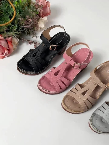 Delaney | Orthopedic vintage sandals with block heel buckle