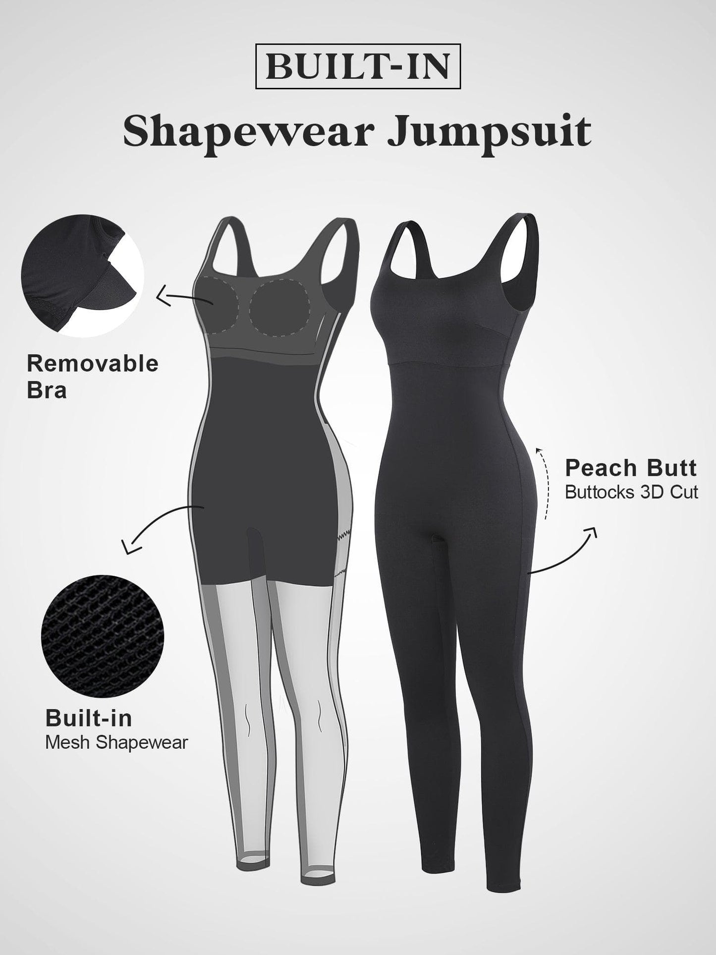 Scarlett | Sleeveless Workout Jumpsuit with Square Neck