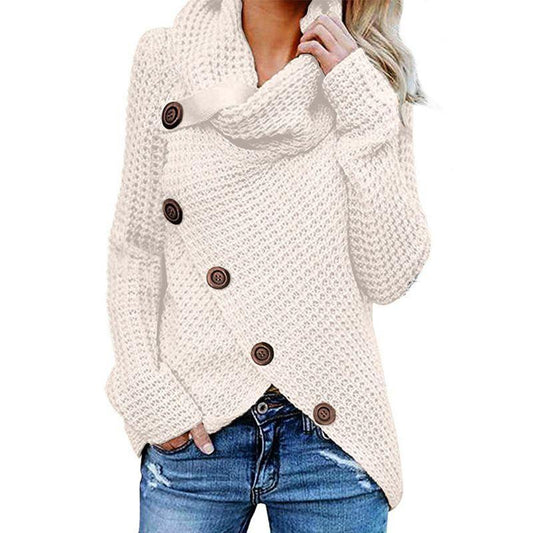 Laura | Asymmetrical Knit Sweater with Cowl Neck