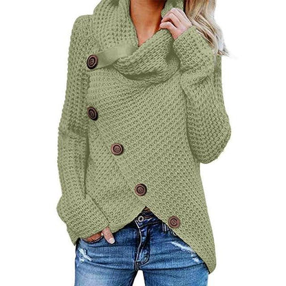 Laura | Asymmetrical Knit Sweater with Cowl Neck