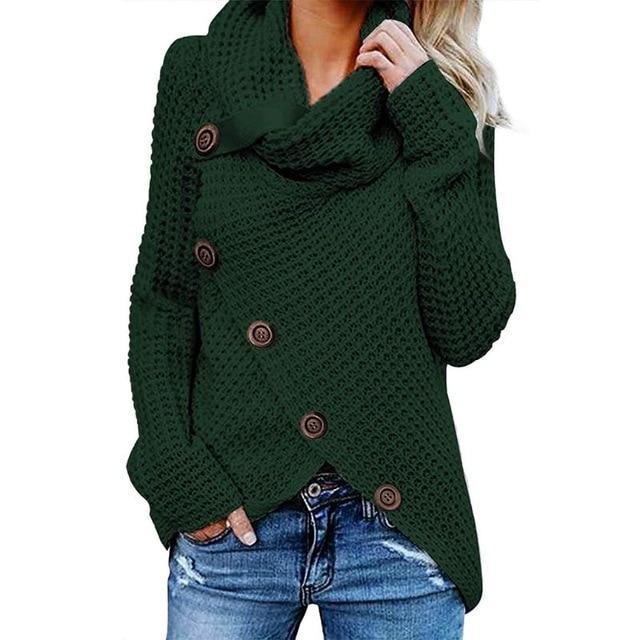 Laura | Asymmetrical Knit Sweater with Cowl Neck