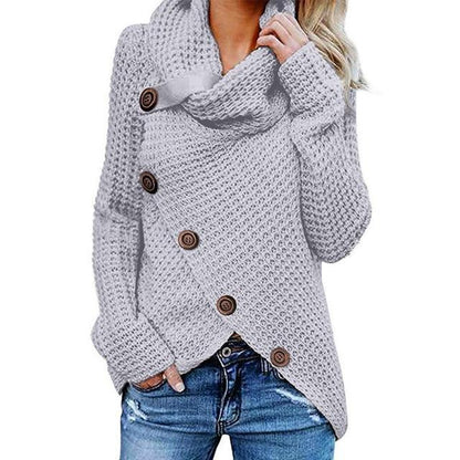 Laura | Asymmetrical Knit Sweater with Cowl Neck