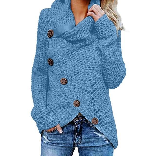 Laura | Asymmetrical Knit Sweater with Cowl Neck