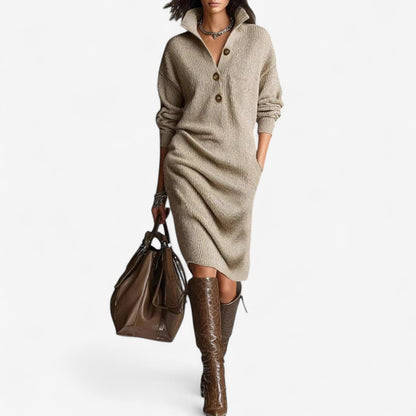 Mary | Women's Knit Sweater Dress with Collar