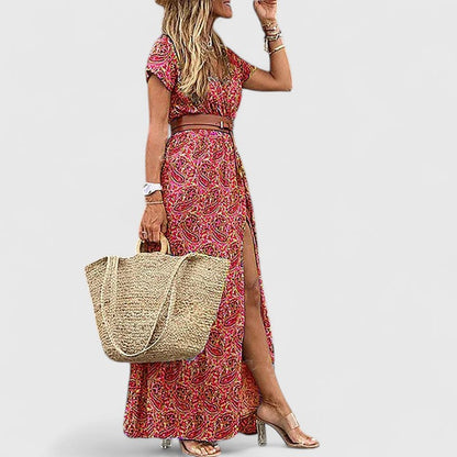Ella | Women's casual maxi dress with boho print and V neck