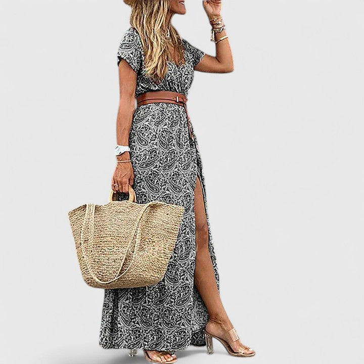 Ella | Women's casual maxi dress with boho print and V neck