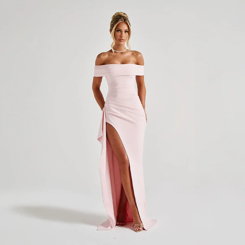 Naomi | Women’s off shoulder maxi dress with high slit