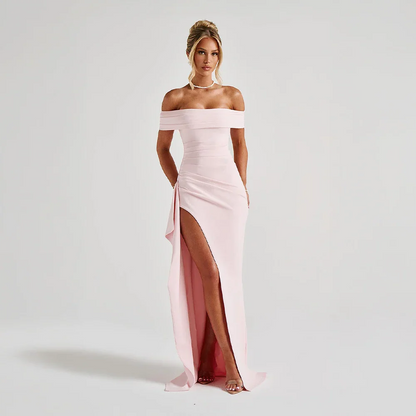 Naomi | Women’s off shoulder maxi dress with high slit