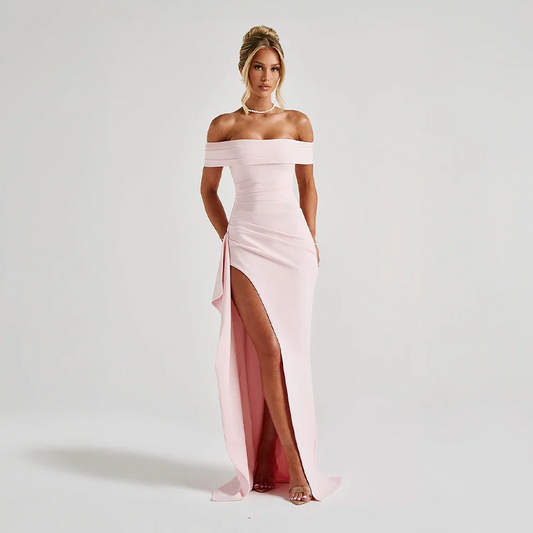 Naomi | Women’s off shoulder maxi dress with high slit