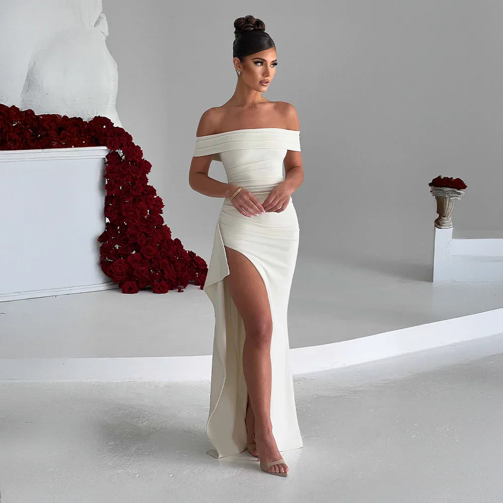 Naomi | Women’s off shoulder maxi dress with high slit