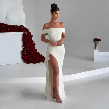 Naomi | Women’s off shoulder maxi dress with high slit