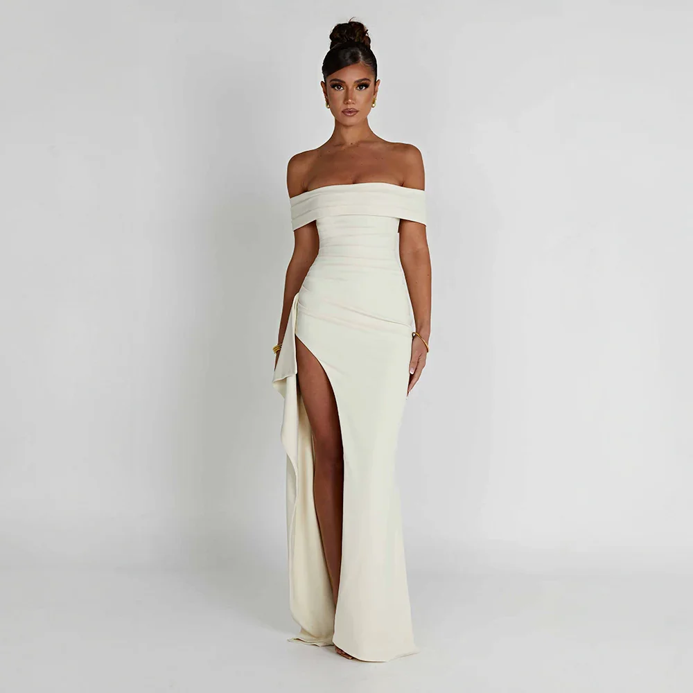 Naomi | Women’s off shoulder maxi dress with high slit