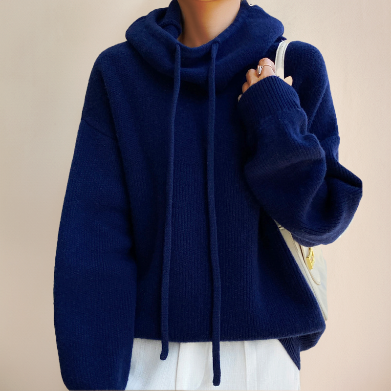 Christine | Women's Oversized Knit Hoodie with Stand Collar