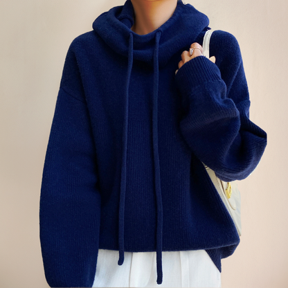 Christine | Women's Oversized Knit Hoodie with Stand Collar