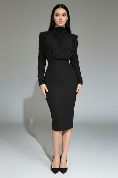 Sabrina | Women’s Mock Neck Maxi Dress With Long Sleeves