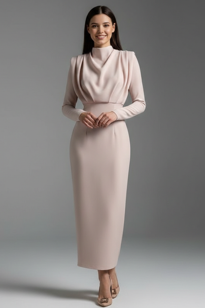 Sabrina | Women’s Mock Neck Maxi Dress With Long Sleeves