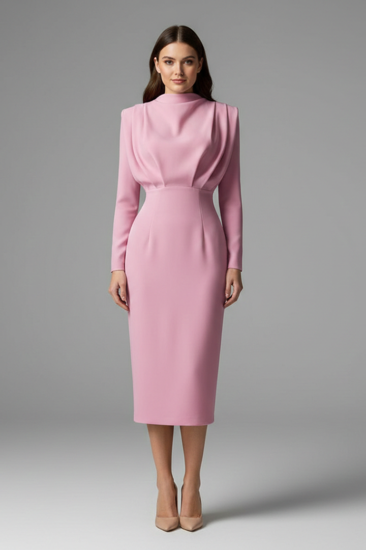 Sabrina | Women’s Mock Neck Maxi Dress With Long Sleeves