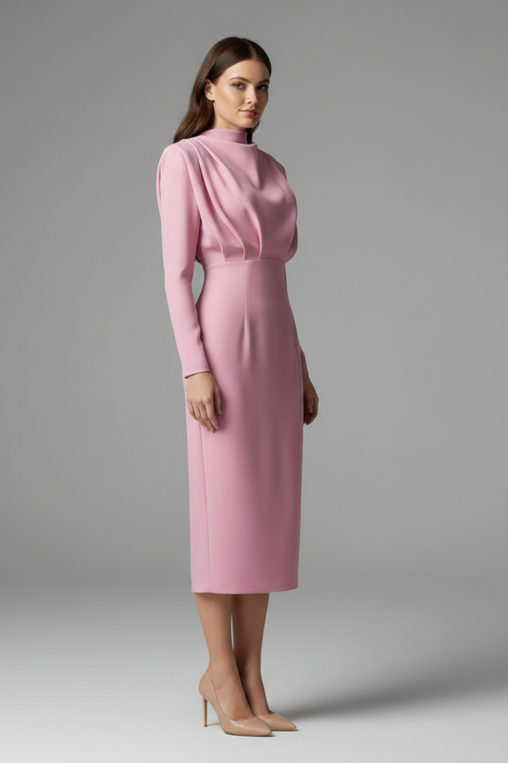 Sabrina | Women’s Mock Neck Maxi Dress With Long Sleeves